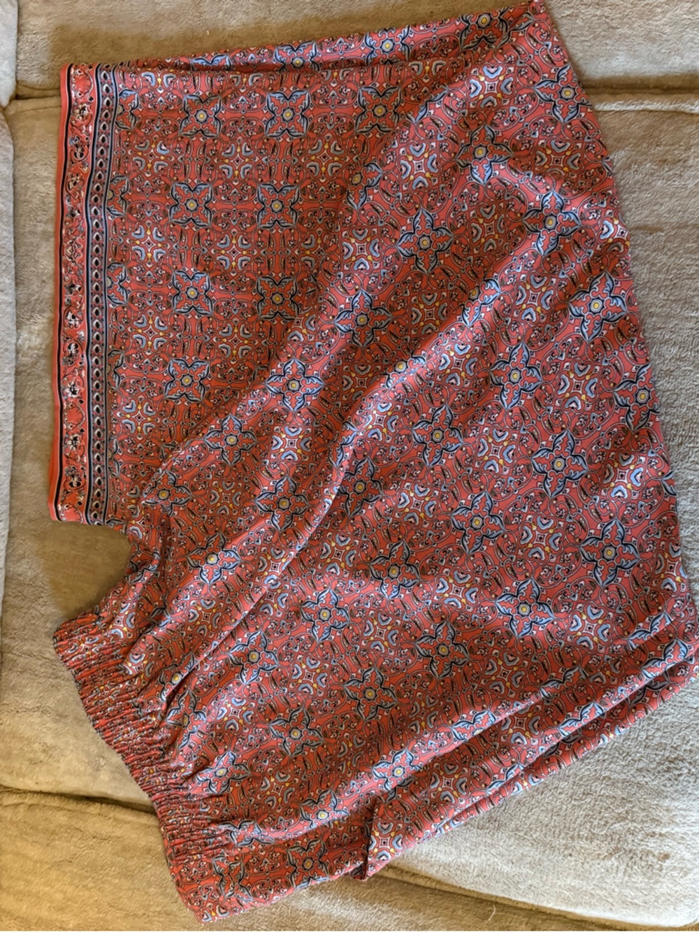 Boho Printed wide leg pants in Rust Red